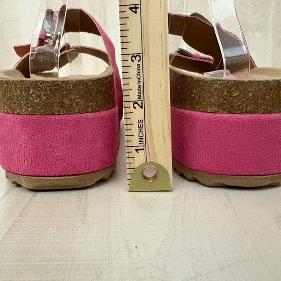 Eternal & Love PINK SUEDE BUCKLE PLATFORM SANDALS Women’s Sz 41 (US Sz 10) NEW - Picture 5 of 11